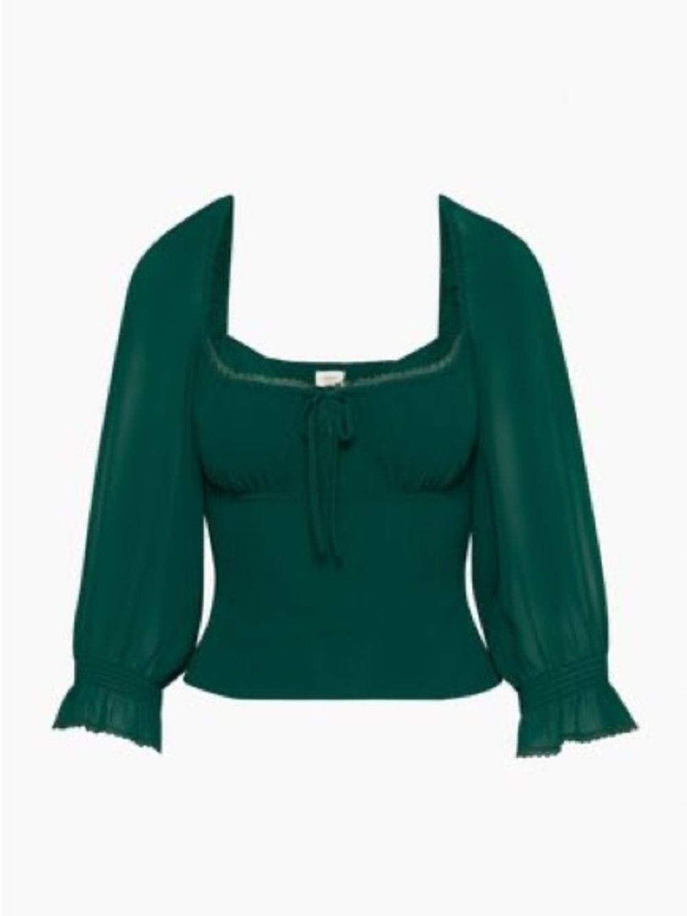 Wilfred Deep Green Square-Neck Puff Sleeve Top